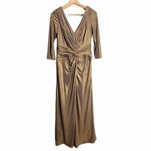 Tadashi Shoji Antique Gold Lamé Gown